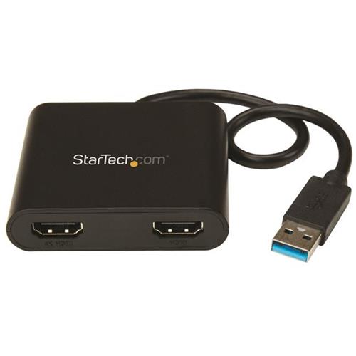STARTECH USB32HD2 ADATATTORE USB A DUAL HDMI USB 3.0 A HDMI CONVERTITORE USB A DOPPIA USCITA HDMI 4K NERO