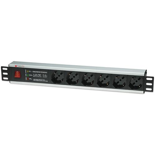 Multipresa 6 Posti Rack 19'' con Protezione e Interruttore Spina Italiana 1,5U