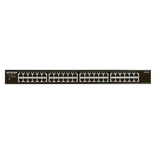 NETGEAR GS348-100EUS SWITCH 48 PORTE NO GESTITO GIGABIT ETHERNET (10/100/1000) NERO 1U