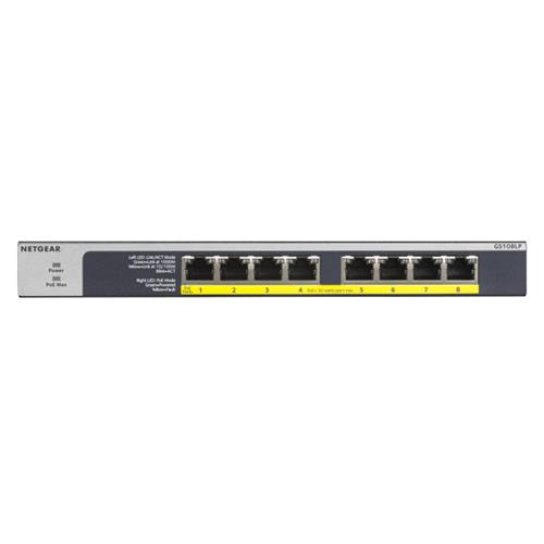 NETGEAR GS108LP SWITCH 8 PORTE NON GESTITO GIGABIT ETHERNET (10/100/1000) NERO, GRIGIO 1U SUPPORTO POWER OVER ETHERNET (POE)