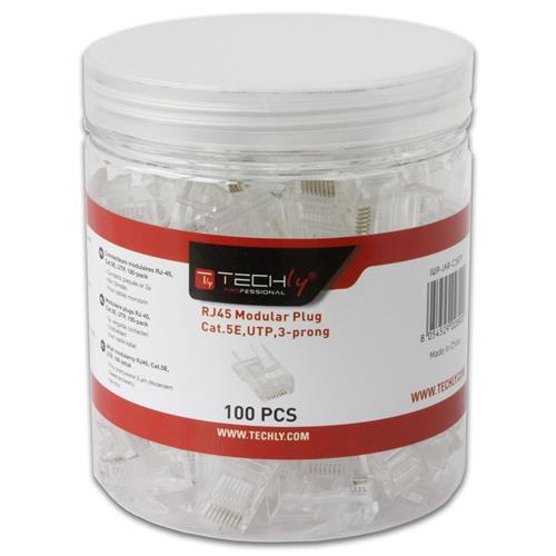 Confezione 100 Plug RJ45 UTP per Cavo Rigido Cat.5E