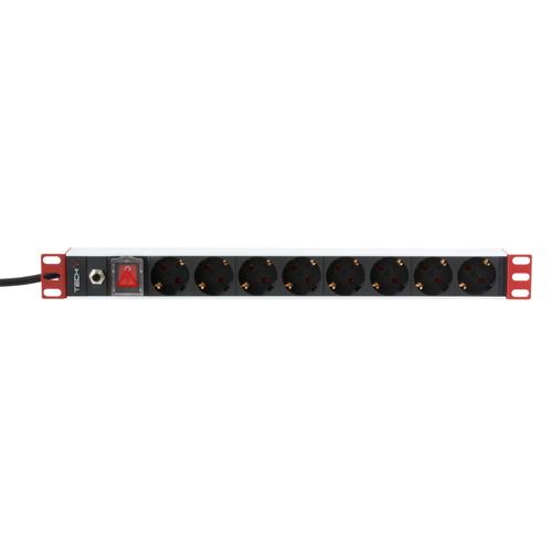 Multipresa 8 Posti da Rack 19'' Spina Schuko Angolata 1U