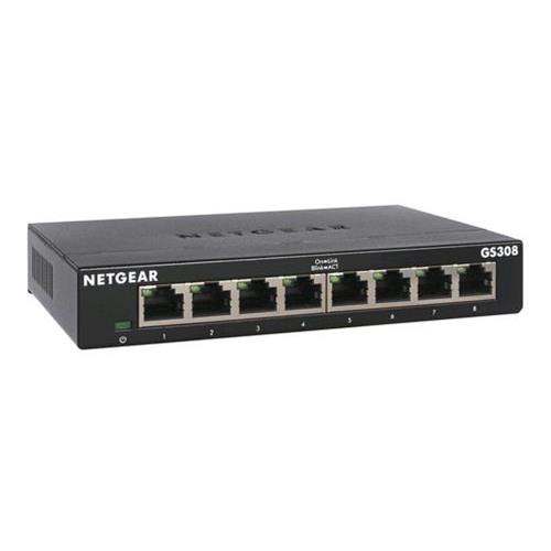 NETGEAR GS308-300PES 8 PORTE SWITCH DI RETE NON GESTITO L2 GIGABIT ETHERNET (10/100/1000) NERO