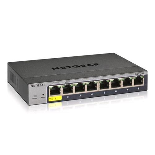 NETGEAR GS108T-300PES SWITCH 8 PORTE GIGABIT ETHERNET (10/100/1000) GRIGIO