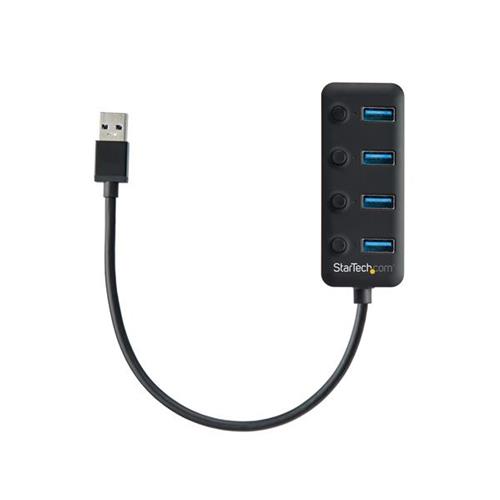 STARTECH HB30A4AIB HUB USB-A 4 x USB- 3.1 Gen 1 HIGH SPEED CON PULSANTE ON/OFF INDIVIDUALE NERO