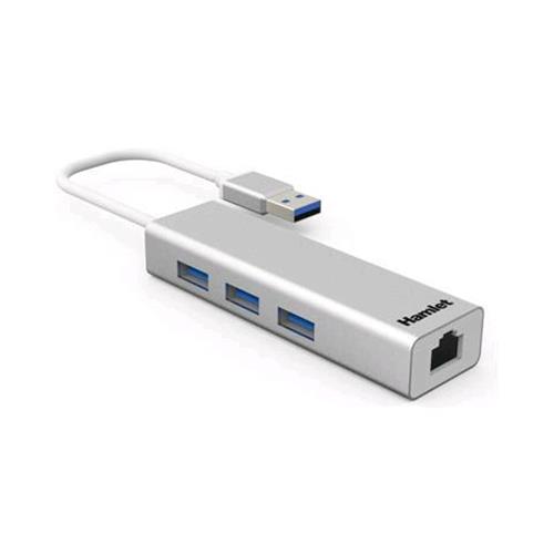 HAMLET XHUB330LAN HUB USB 3.0 + LAN 3 X SUPERSPEED USB 3.0 + 1 X 1000 BASE-T - DESKTOP