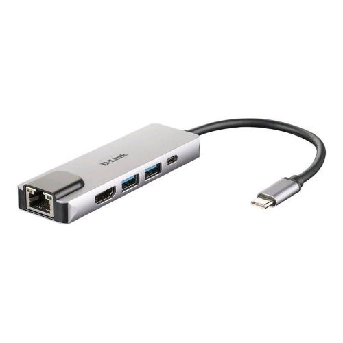 D-LINK DUB-M520 HUB USB-C 5-IN-1 CON HDMI/ETHERNET USCITE: HDMI x1, Ethernet x1, USB 3.0 x2, USB-C x1, HDMI FINO A 4K, PLUG AND PLAY