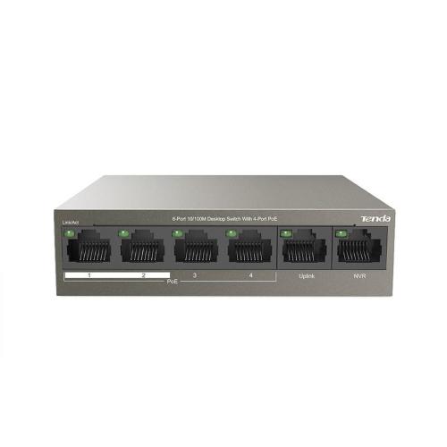 TENDA TEF1106P-4-63W SWITCH 6 PORTE 10/100 POE (4 PORTE DATI/ALIMENTAZIONE+2 PORTE DATI) 63W
