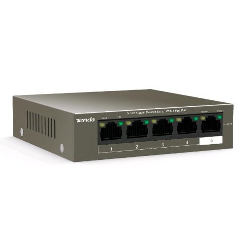 TENDA TEG1105P-4-63W SWITCH 5 PORTE LAN GIGABIT 10/100/1000M DI CUI 4 PORTE PoE (PoE 58 W)