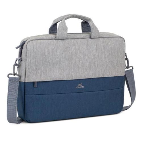 RIVACASE BORSA A TRACOLLA PER LAPTOP DA 5.6" IN POLIESTERE 42X31X6.5 CM 8 SCOMPARTI BLU GRIGIO
