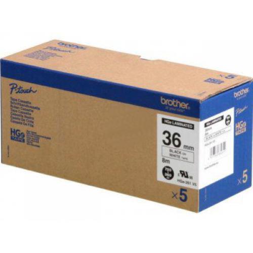 BROTHER HGE261V5 NASTRO PER ETICHETTATRICE, CONFEZIONE DA 5 PEZZI, 36 MM