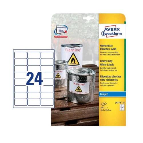 AVERY CONF 240 ETICHETTE ADESIVE IN POLIESTERE 33,9X63,5 mm BIANCO