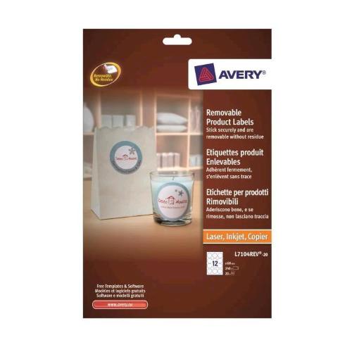 AVERY CONF 240 ETICHETTE ADESIVE ROTONDE DIAMETRO 60 mm BIANCO