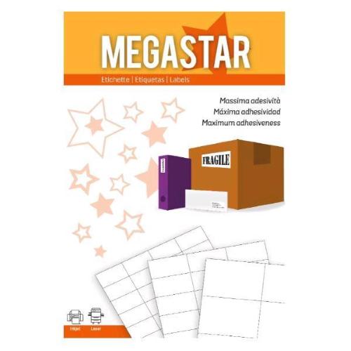 MEGASTAR CONF 10000 ETICHETTE ADESIVE 37X14 mm BIANCO