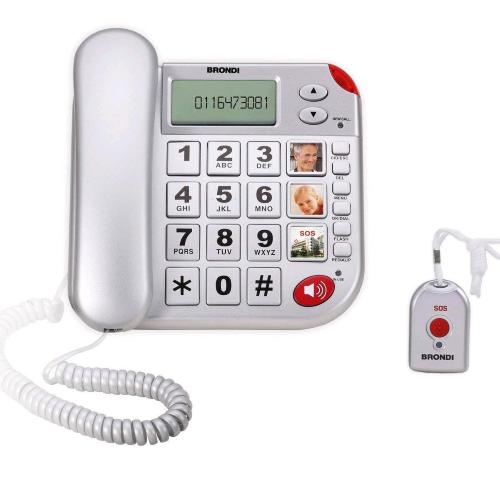 BRONDI SUPER BRAVO PLUS TELEFONO ANALOGICO CON TELECOMANDO SOS ARGENTO