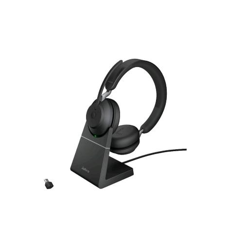 JABRA EVOLVE2 65 CUFFIE CON MICROOFONO BLUETOOTH UC CON BASE DI RICARICA NERO