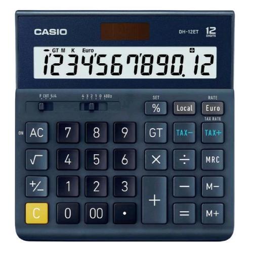 CASIO DH-12ET CALCOLATRICE DA TAVOLO 12 CIFRE ALIMENTAZIONE COMBINATA NERO