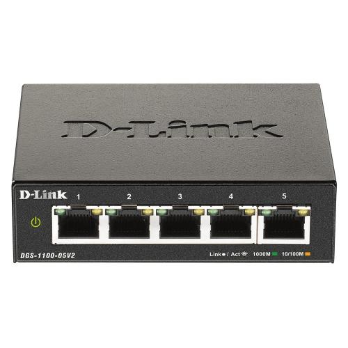 D-LINK DGS-1100-05V2 SWITCH GESTITO 5 PORTE RJ-45 10/100/1000 Mbps COLORE NERO