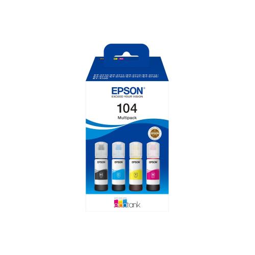 EPSON 104 ECOTANK 4-COLOUR MULTIPACK CONFEZIONE DA 4 NERO GIALLO CIANO MAGENTA