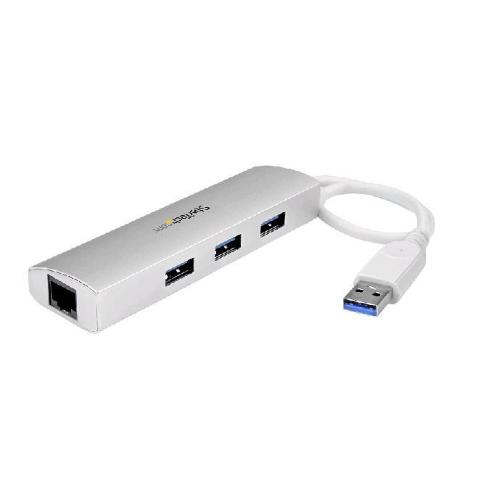 STARTECH ST3300G3UA HUB 3x USB 3.0 1xRJ-45 INTERFACCIA USB 3.0 COLORE SILVER/BIANCO