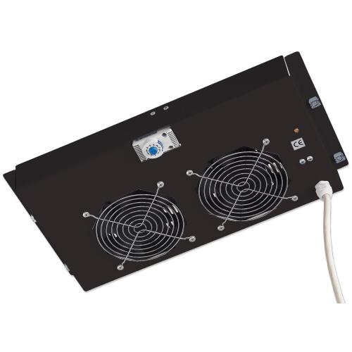 Gruppo di ventilazione a soffitto per Rack 19'' 2 Ventole Nero