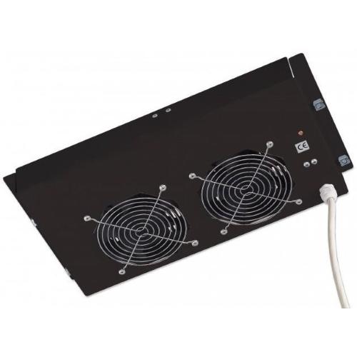 Gruppo di 2 Ventole a Soffitto Senza Termostato per Rack 19'' Nero