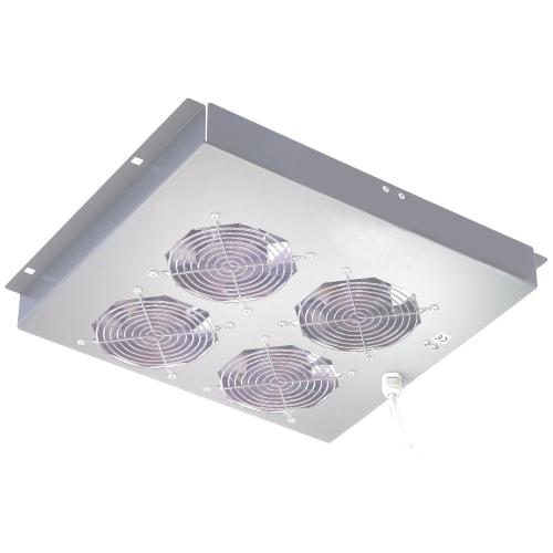 Gruppo di 4 Ventole a Soffitto Senza Termostato per Rack 19'' Grigio