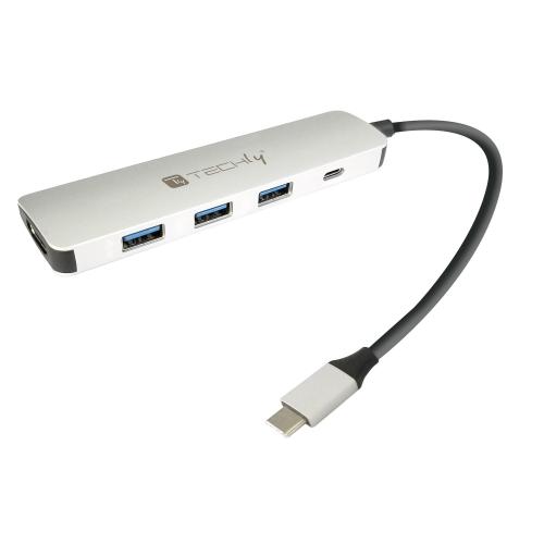 Hub USB-C&trade; SuperSpeed 4 Porte USB3.2 con PD, Alluminio