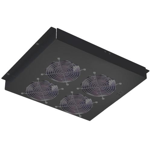 Gruppo di 4 Ventole a Soffitto Senza Termostato per Rack 19'' Nero