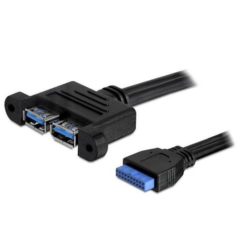 Cavo Interno USB3.2 19 pin Femmina / 2x USB A Femmina da Pannello