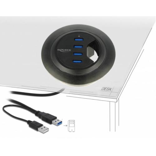 Hub USB 3.2 4 porte In-Desk Diametro 6 e 8 cm