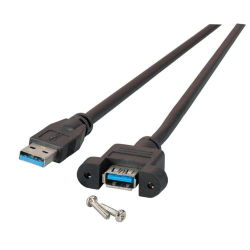 Cavo Prolunga USB 3.2 SuperSpeed A/A M/F da Pannello 1m Nero