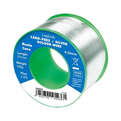 Stagno in Rotolo per Saldatura Senza Piombo Argento 0,3% Rame 0,7% &oslash; 0,56 mm 100g