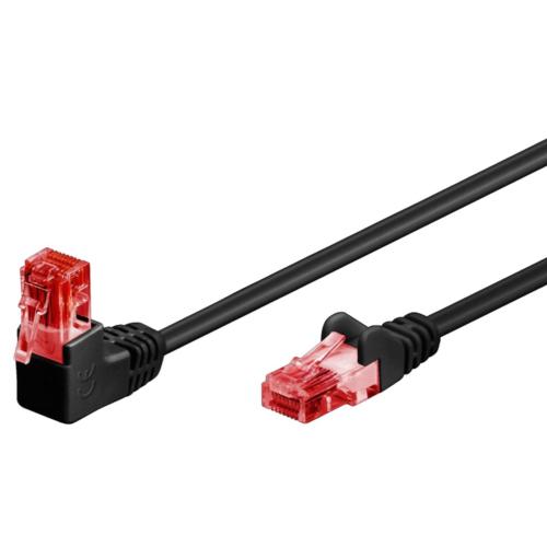 Cavo di rete Patch Connettore Angolato 90&deg; CCA Cat.6 UTP 3 metri Nero