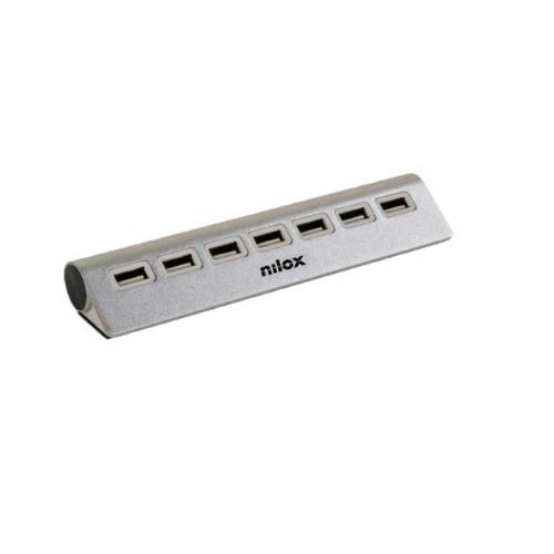 NILOX NXHU7ALU2 HUB 7 PORTE USB-A 2.0 DA SCRIVANIA IN ALLUMINIO