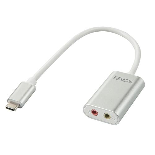 LINDY ADATTATORE CONVERTITORE DA USB-C A 2 x JACK 3.5mm
