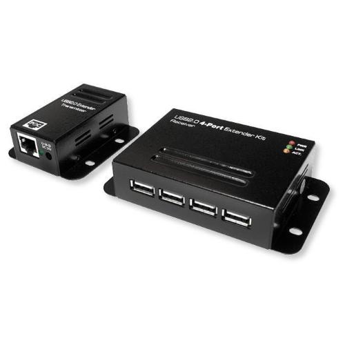 Extender USB su Cavo Cat.5/5e/6 fino a 50m con Hub 4 Porte