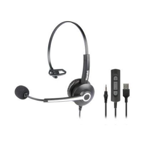 HAMLET RENOVA HHEADM-UJM CUFFIA PROFESSIONALE MONOAURALE CON MICROFONO - USB + JACK 3,5 MM + TELECOMANDO