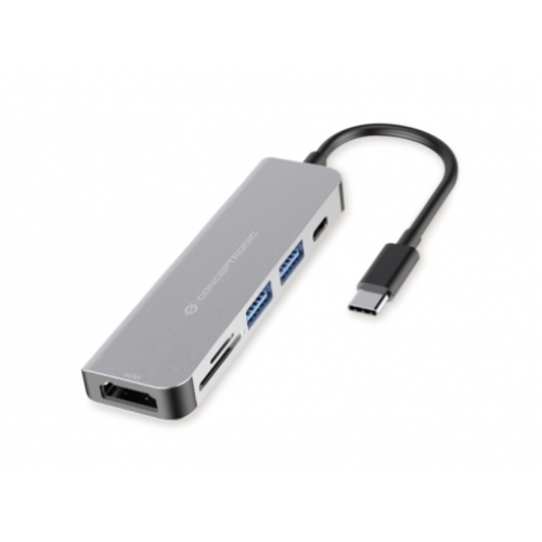 CONCEPTRONIC ADATTATORE MULTIPORTA 6-IN-1 USB-C - HDMI/USB-C PD/USB 3.0/SD/TF ARGENTO