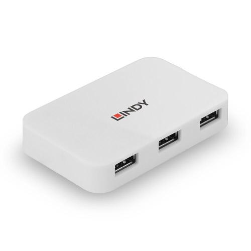 LINDY 43143 HUB USB 3.2 gen 1 4 PORTE AUTOALIMENTATO BIANCO