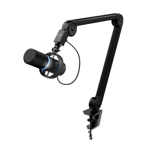 TRUST GXT 255+ ONYX MICROFONO PROFESSIONALE CON BRACCIO PATTERN CARDIOIDE FILTRO POP LED MICROFONO USB PER PODCASTING STREAMING REGISTRAZIONE BROADCASTING BLACK
