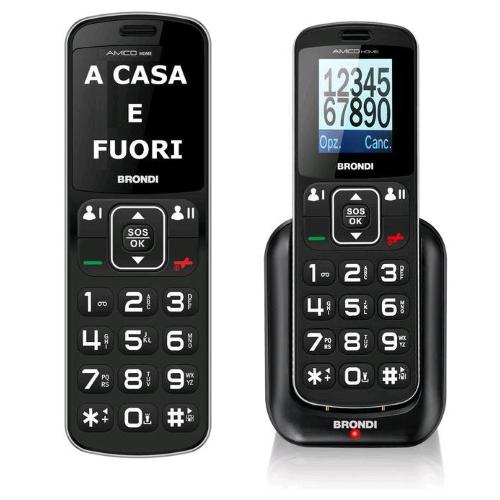 BRONDI AMICO HOME DUAL SIM 1.77" EASY PHONE TASTO SOS AUDIO POTENZIATO FUNZIONA A CASA E FUORI CASA ITALIA BLACK