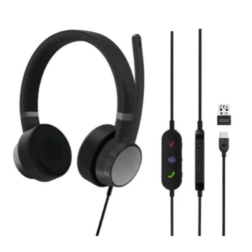 LENOVO GO WIRED ANC CUFFIE CON MICROFONO CABLATE 1xUSB-C E USB-A CONTROLLO DELLE CHIAMATE E DEL VOLUME BLACK