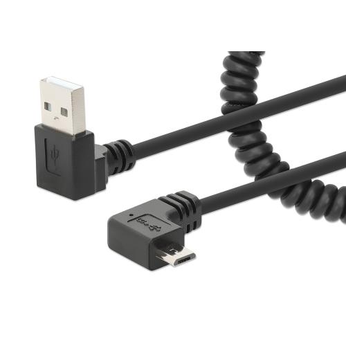 Cavo di Ricarica USB-A a Micro-USB 1m Spiralato Nero