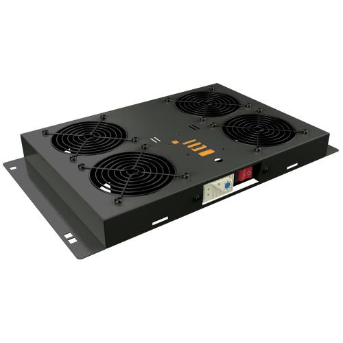 Kit di Ventilazione a Soffitto per Rack 19'' 4 Ventole Nero