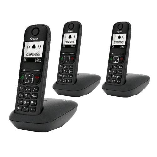 GIGASET AS490 TRIO CORDLESS DECT + 2 AGGIUNTIVI BLACK