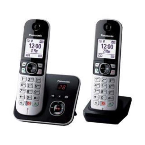 PANASONIC KX-TG6862JTB DUO TELEFONO CORDLESS DECT + 1 PORTATILE CON SEGRETERIA CON VIVAVOCE IDENTIFICATORE DI CHIAMATA GRIGIO NERO
