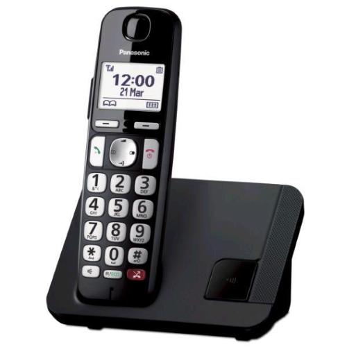 PANASONIC KX-TGE250JTB CORDLESS DECT CON PULSANTI GRANDI ED AUDIO POTENZIATO VIVAVOCE BLACK