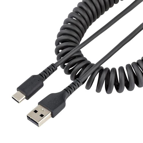 STARTECH CAVO SPIRALATO DI RICARICA 3A E SINCRONIZZAZIONE DA USB-A AD USB-C MASCHIO/MASCHIO 1 MT NERO
