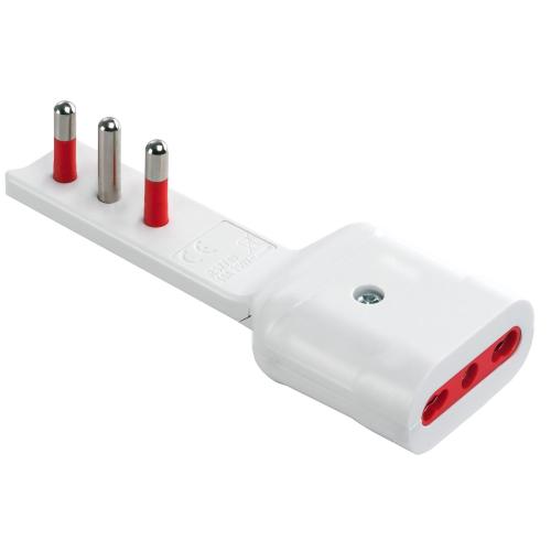 Adattatore Salvaspazio Extra Flat Spina e Presa Italiana 16A 2P+T Angolata Bianco